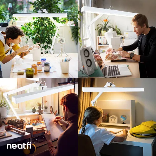 Vista 6 de Neatfi Lámpara de escritorio ultra LED de 3,000 lúmenes con abrazadera, luz de monitor regulable de 30 W, 5 niveles de brillo y 5 modos de luz Blanco
