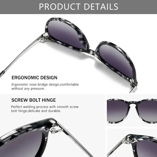 Vista 3 de SUNGAIT Gafas de sol redondas vintage para mujeres y hombres, estilo clásico retro