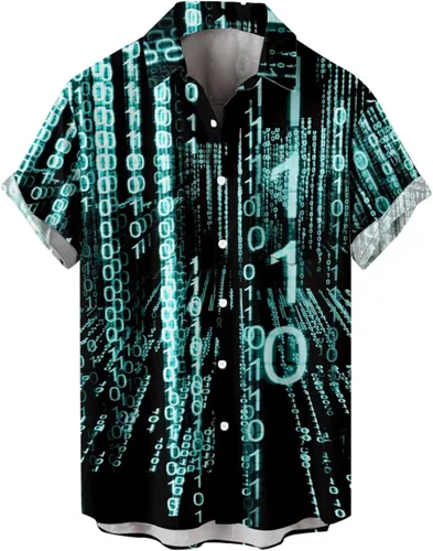 Vista 4 de RTRDE Mens Button Down Summer Shirts Short Sleeve Novelty Graphic Print Casual Hawaiian Beach Shirt, M-4XL