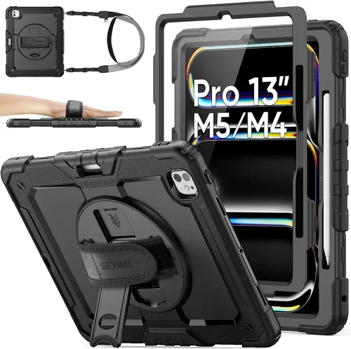 Vista 15 de SEYMAC stock Funda protectora para iPad Air de 11 pulgadas M3 2025/M2 2024 (Air 7ª/6ª generación), funda resistente con protector de pantalla
