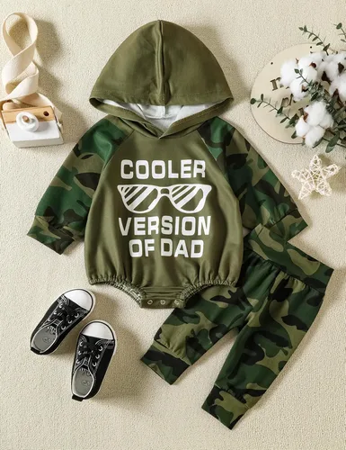 Vista 5 de Ropa de bebé niño suéter con capucha pantalones de bebé 2 piezas conjunto de ropa de regalo