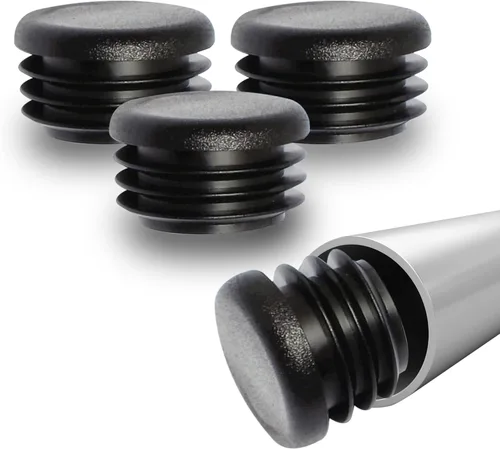 Vista 19 de Prescott Plastics Tapones de plástico acanalados de 1/2 pulgada (0.500 in) de diámetro exterior, tapas redondas de tubo de metal negro, inserciones