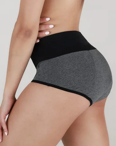 Vista 3 de INNERSY Ropa interior posparto de algodón de cintura alta para mujer, paquete de 3, Azul LagoVerde ClaroGris Jaspeado