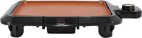 Vista 2 de MegaChef Parrilla eléctrica con revestimiento antiadherente de cobre, control de temperatura ajustable y bandeja de goteo, versátil electrodoméstico