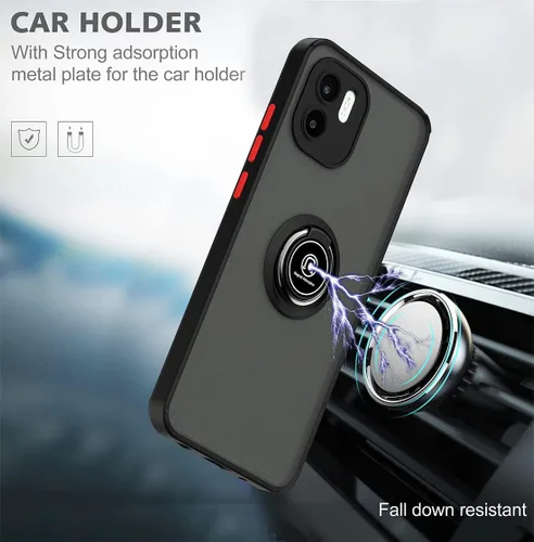 Vista 4 de QUIETIP Funda compatible con Xiaomi Redmi A1 / Redmi A2 4G con protector de pantalla, TPU + policarbonato duro a prueba de golpes, anillo magnético