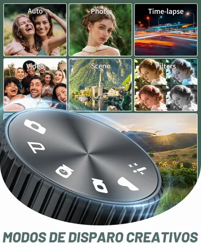 Vista 6 de Cámaras digitales 8K 64MP para fotografía, zoom 16X y micrófono, negro