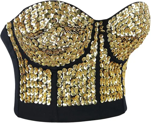 Vista 2 de Charmian Sujetador de negocios con lentejuelas de moda Burlesque para mujer