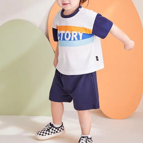 Vista 3 de Pantalones cortos de algodón con cintura elástica para niños pequeños, ropa de verano