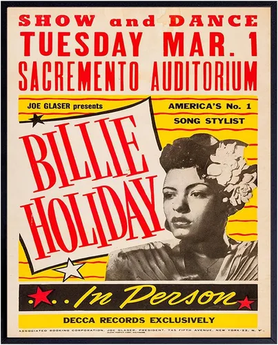 Vista 10 de Arte de pared Billie Holiday ENMARCO - Póster de Billie Holiday - Carteles de conciertos vintage - Arte de pared afroamericano, regalos de músico