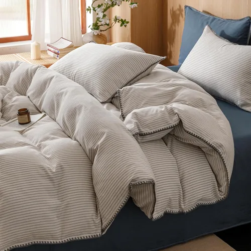 Vista 50 de VM VOUGEMARKET - Juego de funda de edredón a cuadros de tamaño individual XL, ropa de cama de color verde, gris y naranja, algodón lavado, con 2