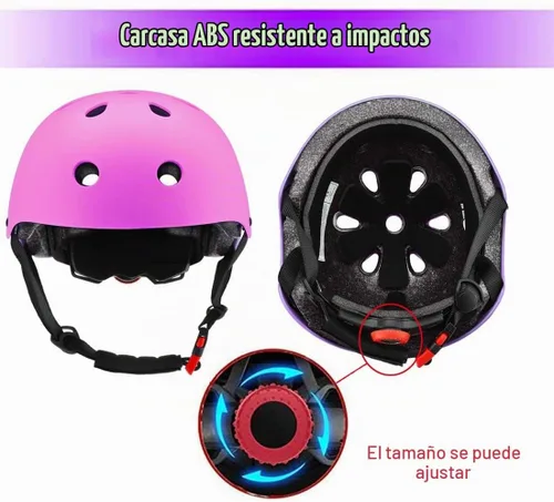 Vista 2 de Casco ajustable para niños de 3 a 16 años, niños pequeños, niños y niñas, equipo de protección con rodilleras, coderas y muñequeras para múltiples 1