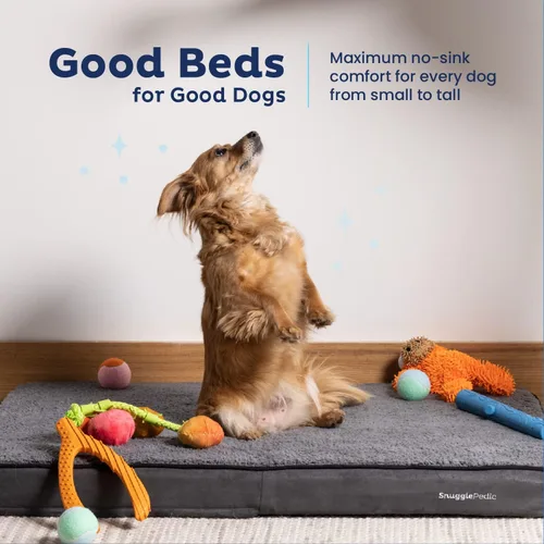 Vista 2 de Snuggle-Pedic Cama para perros de espuma viscoelástica, camas de felpa impermeables para mascotas con cubierta interior y exterior extraíble, parte