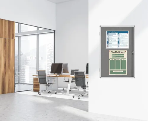 Vista 2 de A AIRLLEN Tablero de anuncios cerrado con cerradura de 24 x 36 pulgadas, tablero de anuncios para interiores con 2 llaves, vitrina acrílica