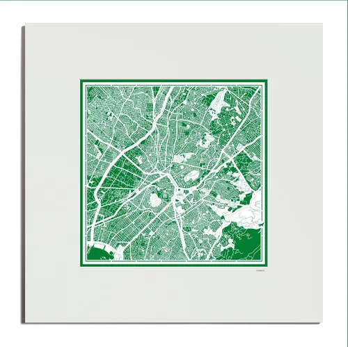 Vista 161 de O3 Design Studio Mapa de corte de papel de París, color negro mate, 20 x 20 pulgadas, arte en papel