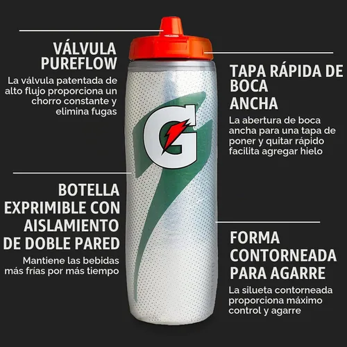 Vista 3 de Gatorade Botellas de plástico aisladas para deportes, negro y rojo, 30 oz