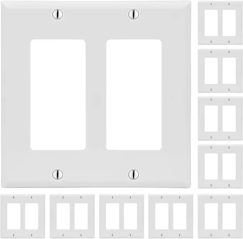 Vista 7 de Cmple Paquete de 10 placas de pared blancas estándar de 1 banda en blanco, panel termoplástico de policarbonato, cubierta GFCI de una sola banda