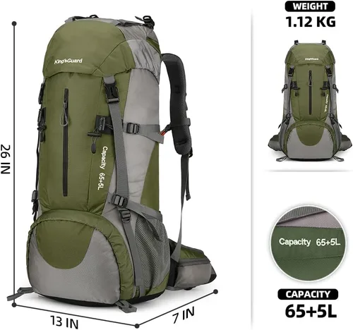 Vista 6 de Mochila de 70 L para Camping, Senderismo, Escalada al Aire Libre con Funda Impermeable para Lluvia