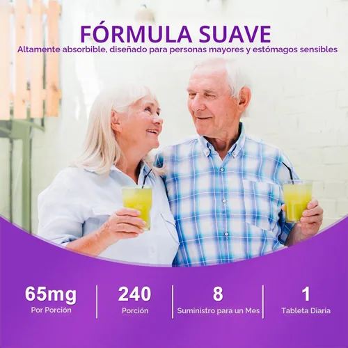 Vista 6 de Heivy Sulfato ferroso 325 mg con vitamina C 100 mg, 240 tabletas veganas