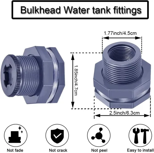 Vista 2 de Montaje de mamparo de PVC hembra de 1 pulgada con tapón de junta de sello de silicona Conector de tanque de agua para barriles de lluvia de sierra