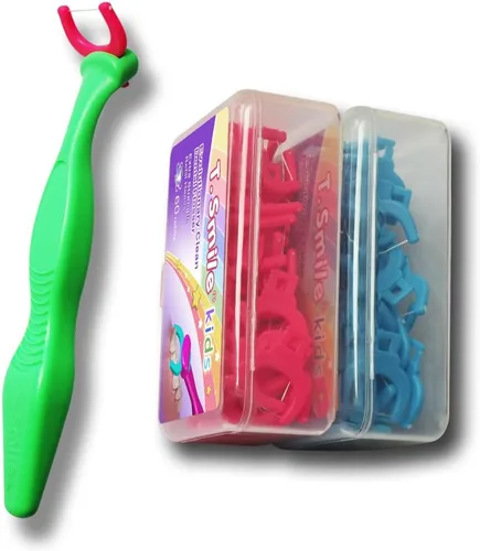 Vista 10 de T.Smile Cabezas de recambio de hilo dental evolutivo para niños, tamaño infantil, sin fluoruro, para edades de 3 años en adelante