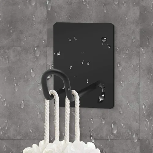 Vista 5 de Ganchos adhesivos, gancho de toalla de acero inoxidable, colgador adhesivo para cocina y puerta, ganchos de pared de baño para colgar toallas
