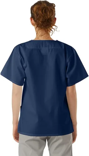 Vista 2 de Túnica frontal con cuello en V unisex para profesionales médicos, ropa de trabajo de hospital y laboratorio-218C