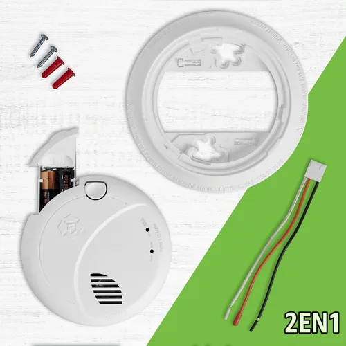 Vista 3 de First Alert Alarma Combinada de Humo y Monóxido de Carbono, Detector Interconectado con Cable y Respaldo de Batería con Alertas de Voz y Ubicación