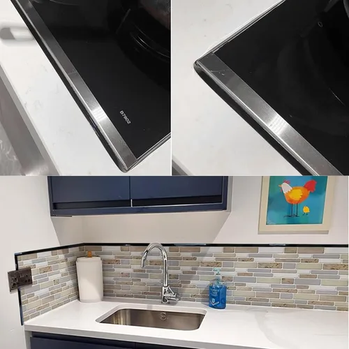 Vista 4 de Cinta de calafateo autoadhesiva, cinta de calafateo de PU para bañera, baño, inodoro, cocina (Ancho: 7.5 mm, negro)
