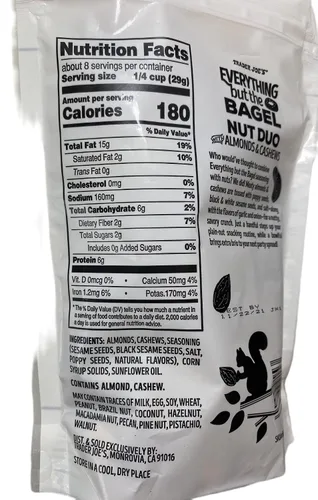 Vista 2 de Trader Joe's Everything But The Bagel Nut Duo con almendras y anacardos (paquete de 3)