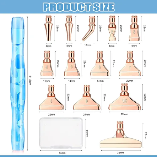 Vista 2 de ZYNERY Kit de 30 bolígrafos de pintura de diamante, 13 puntas de acero inoxidable para accesorios de pintura de diamantes con 12 arcilla, bolígrafos