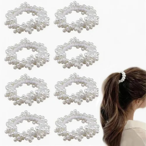 Vista 8 de 8 ligas para el pelo con perlas negras con cuentas elásticas de moda, coleteros elásticos para coleta de caballo con cuentas, elegantes y elegantes