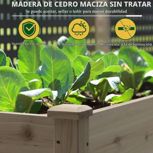 Vista 4 de MUPATER Cama de jardín elevada de 6 x 1.8 pies, maceta elevada de cedro con 8 agujeros de drenaje, espacio para macetas de 6.8 pies cúbicos, camas