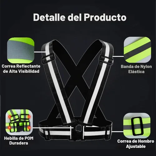 Vista 4 de Reflective Running Gear Reflective Vest & Reflective Armband & Reflective Belt 3 Pcs Set, High Visibility Reflective Gear Night Cycling Walking