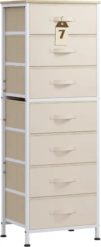 Vista 12 de WLIVE Cómoda Alta Negra para Dormitorio, Cómodas y Arcones de 6 Cajones, Cómoda de Tela para Closet, Sala de Estar, Mesa de Noche con Marco de Negro