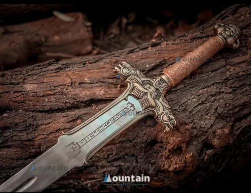 Vista 9 de Mettleive Conans The Barbarian Father Sword Full Tang Conans Real Atlantean Barbarian Destroyer Conquering Double Edge Two Sided Cold Steel Sword