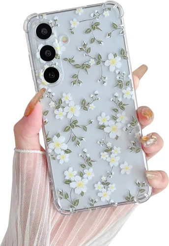 Vista 11 de ZTOFERA Funda transparente para Samsung Galaxy S24 con bonito patrón de flores para mujeres y niñas, funda protectora a prueba de golpes, delgada