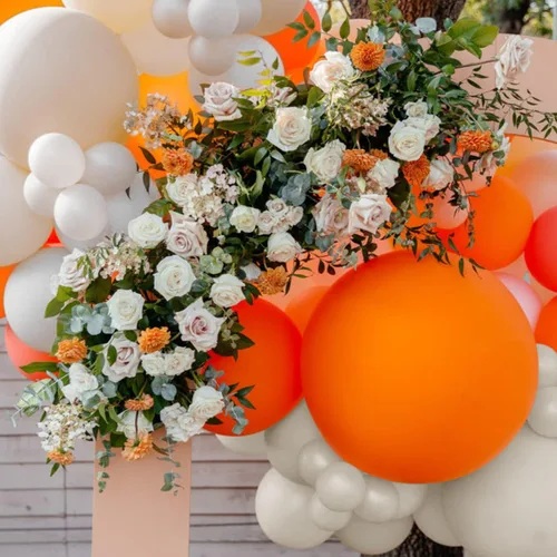 Vista 6 de Globos naranjas – 70 unidades de 12 pulgadas naranja quemado para otoño, baby shower, cumpleaños, Halloween, decoraciones de Navidad