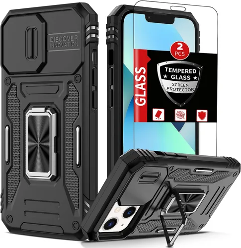 Vista 38 de Funda para iPhone 12 Pro Max con 2 protectores de pantalla, cubierta deslizante integrada para cámara para 12Pro Max, funda para teléfono