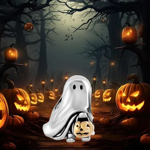 Vista 5 de NARTGO Abalorio de fantasma espeluznante de Halloween compatible con pulseras Pandora