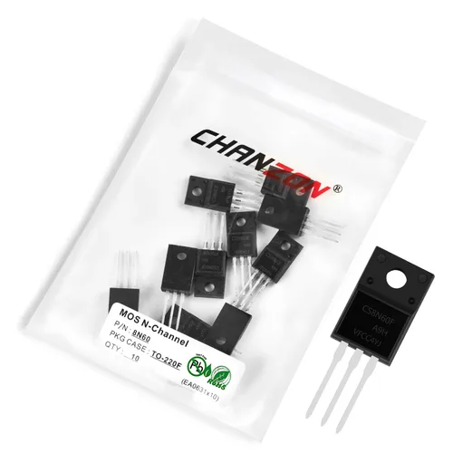 Vista 47 de Chanzon 2N60 TO-220AB NMOS MOS N-Channel Power MOSFET Transistor, alto voltaje y corriente nominal, (paquete de 10 unidades)