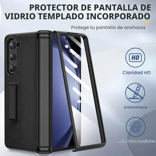 Vista 4 de Ruky Funda para Galaxy Z Fold 5 con protección de bisagra, carcasa de cuerpo completo con soporte magnético integrado y protector de pantalla