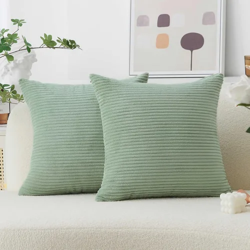 Vista 54 de Home Brilliant - Juego de 2 fundas de cojín decorativas de terciopelo a rayas, 16 x 16 pulgadas, para sillas y sofás, color verde salvia, verde