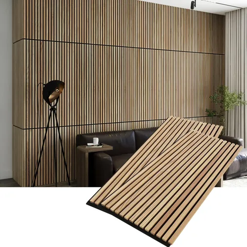 Vista 9 de Woody Walls Paneles de pared de listones de madera maciza, cada panel de pared de listones de madera está hecho de madera real, los paneles