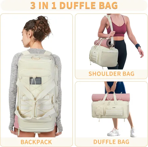 Vista 5 de Bosstin Bolsa de gimnasio para hombres y mujeres, 45L de viaje, bolsa de lona deportiva, mochila de viaje para gimnasio, fin de semana, mochila