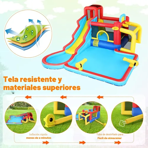 Vista 9 de AKEYDIY Casa de rebote de tobogán acuático, 13 × 12.5 pies, tobogán acuático inflable para niños grandes de 8 a 12 y 3 a 10 años, toboganes