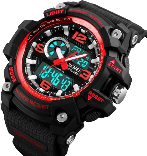 Vista 2 de SKMEI Mens Digital Sports Watch 50M Waterproof Military Watches LED Screen Large Face Stopwatch Alarm Wristwatch