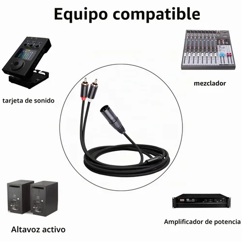 Vista 4 de Cable de micrófono con parche y divisor en Y doble RCA a XLR macho de 3 pies, 1 cable adaptador en Y macho XLR a 2 RCA macho