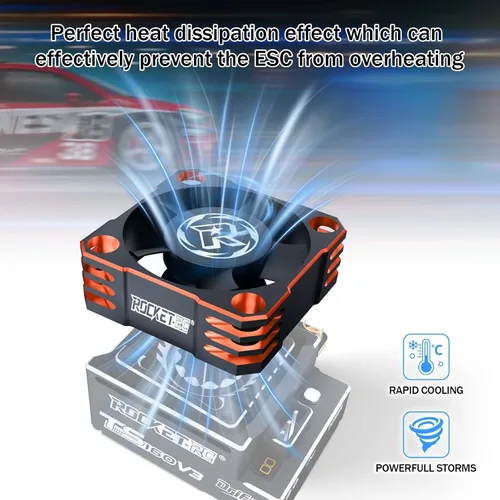 Vista 5 de Ventilador de refrigeración ESC de 1.181 in, disipador de calor RC ESC de 28000 RPM para Turbo ESC con XH Connect para 1/12 1/10 1/8 RC Car ESC