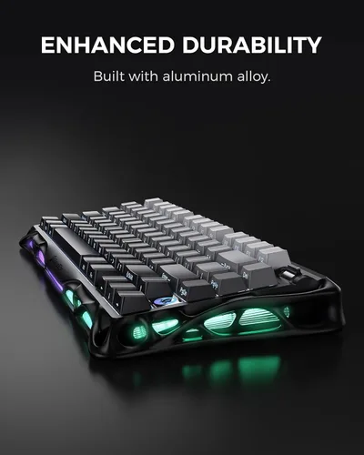 Vista 3 de GravaStar Mercury K1 Teclado mecánico inalámbrico 75% para juegos, aleación de aluminio, teclado compacto personalizado con conector de intercambio