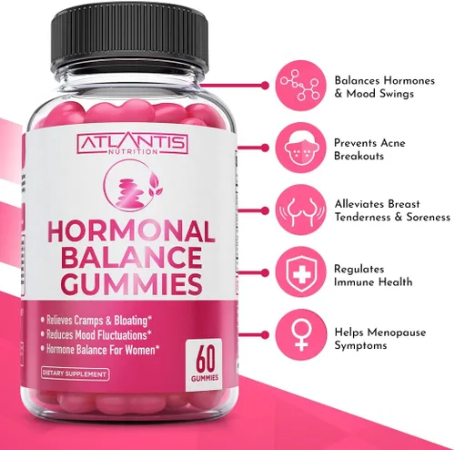 Vista 2 de Gomitas de alivio del síndrome premenstrual de equilibrio hormonal + gomitas Ashwagandha